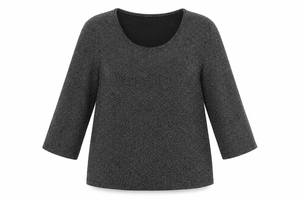 Classic Womens Black Polyamide Basic Blouse Size 18 Scoop Neck
