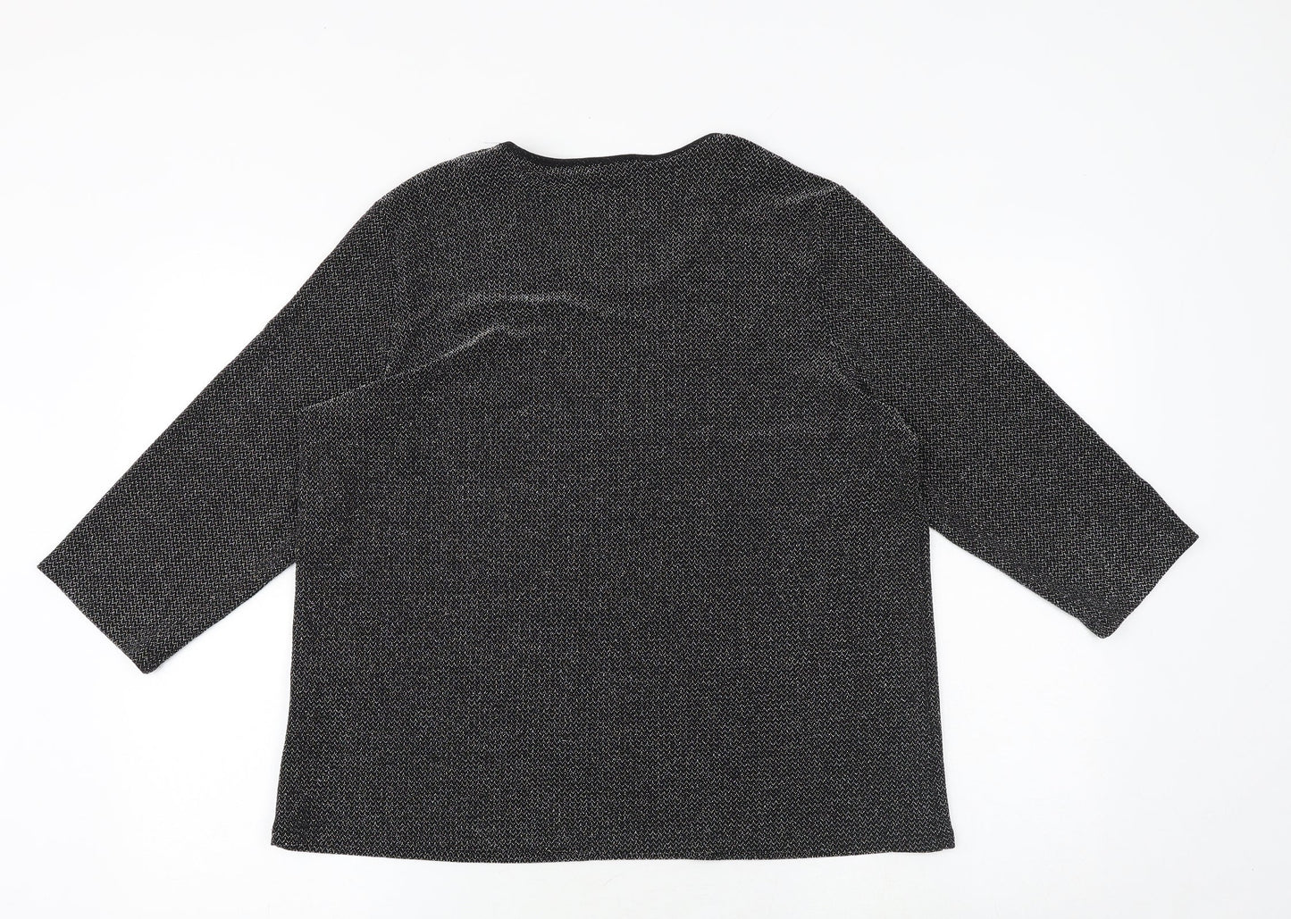 Classic Womens Black Polyamide Basic Blouse Size 18 Scoop Neck