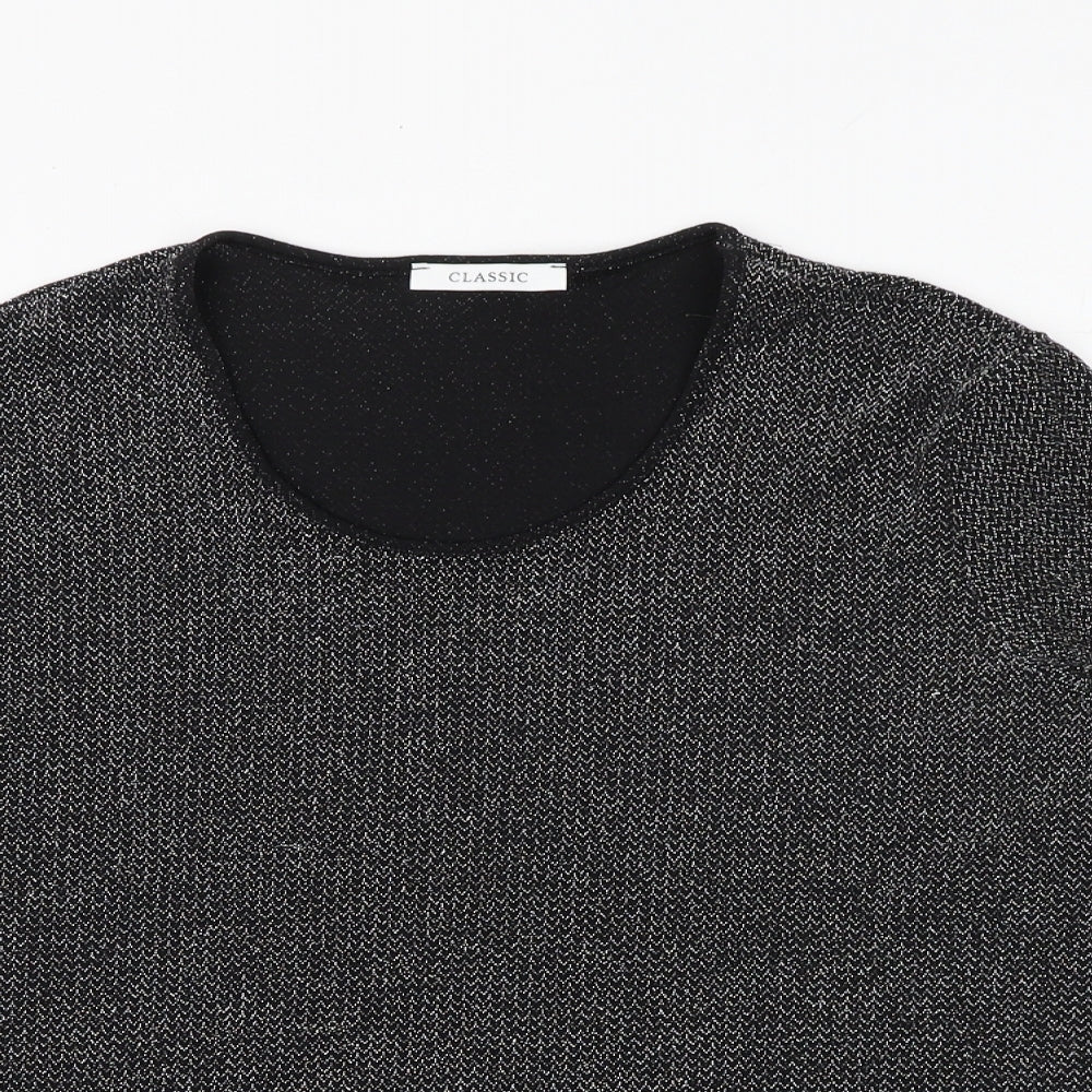 Classic Womens Black Polyamide Basic Blouse Size 18 Scoop Neck