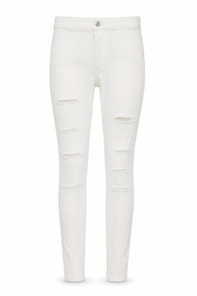 Topshop Womens White Cotton Skinny Jeans Size 28 in Regular Zip