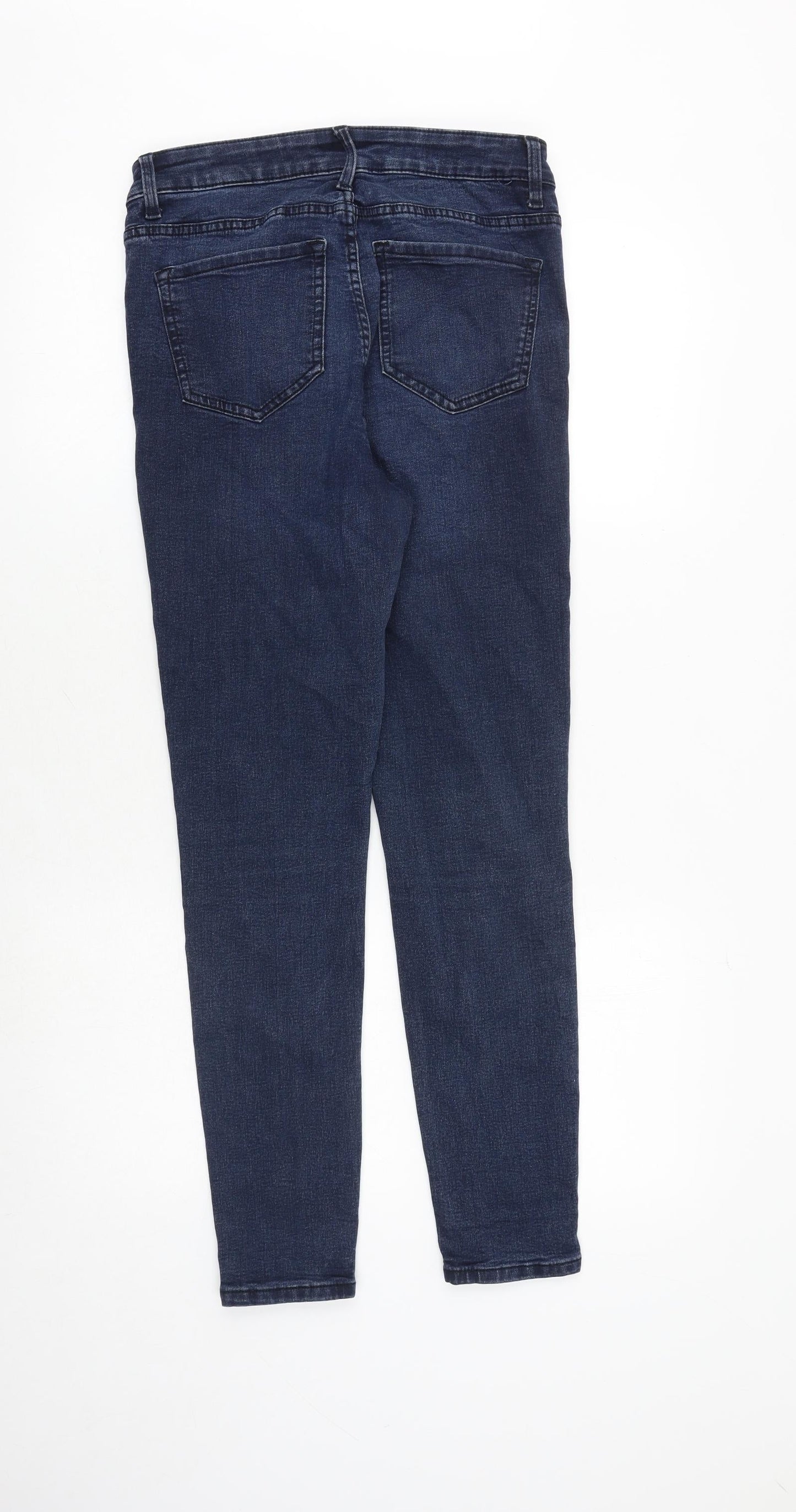 Marks and Spencer Womens Blue Cotton Skinny Jeans Size 10 Slim Zip