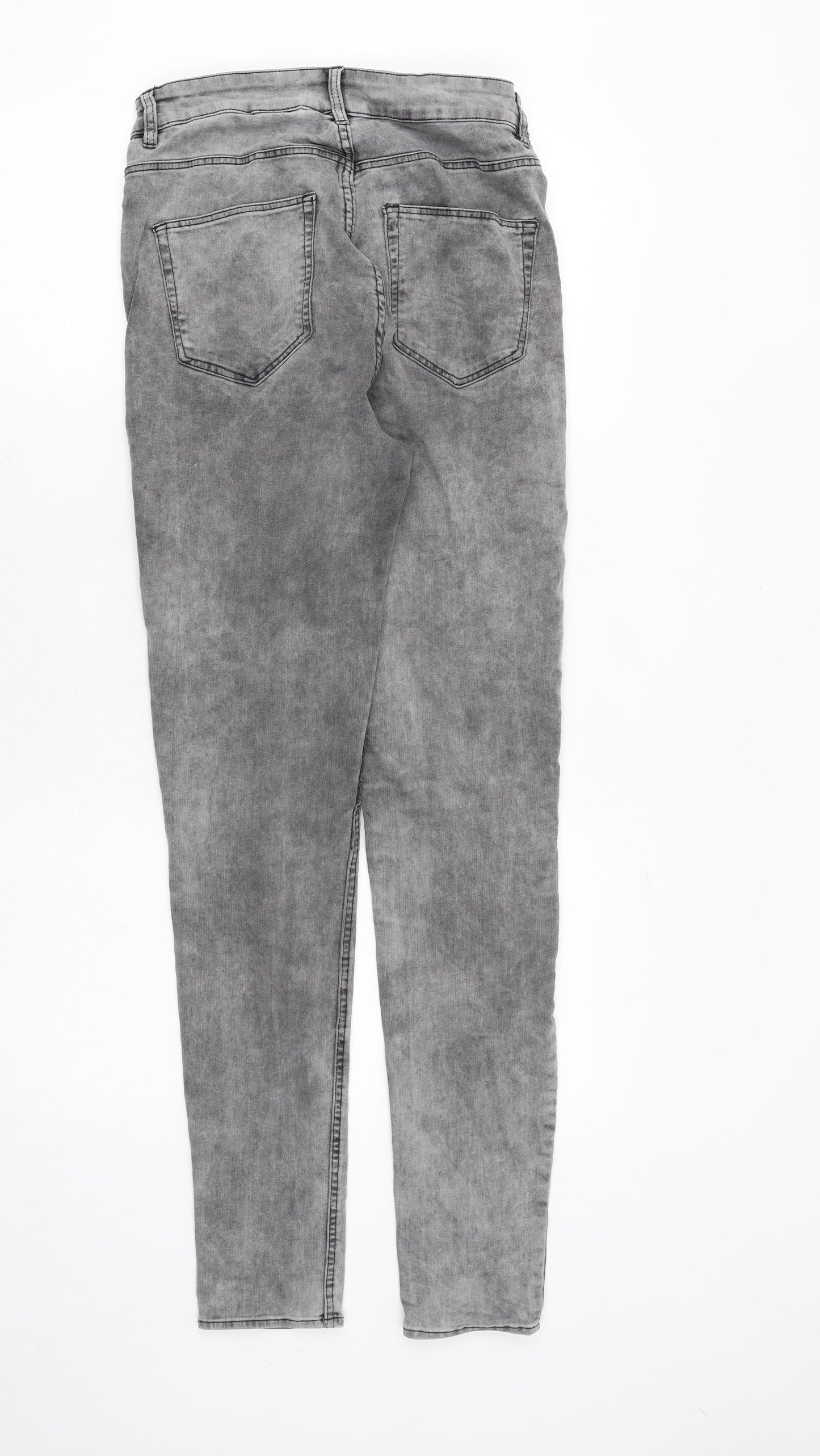 H&M Womens Grey Cotton Skinny Jeans Size 10 Regular Zip