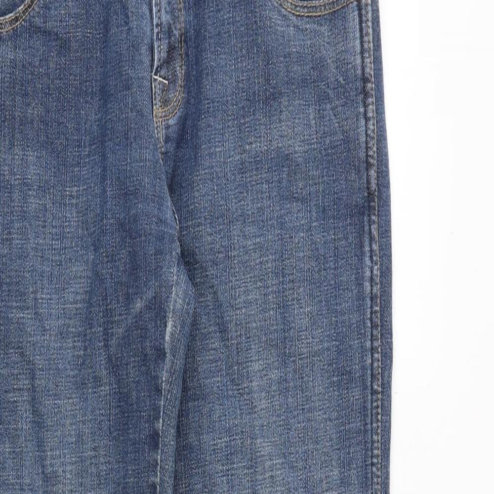 Warehouse Womens Blue Cotton Straight Jeans Size 10 Extra-Slim Zip