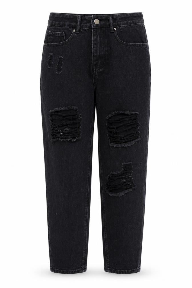 Saint Genies Womens Black Cotton Mom Jeans Size 8 Regular Zip