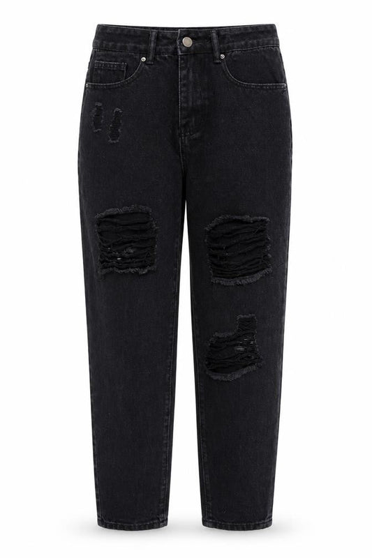 Saint Genies Womens Black Cotton Mom Jeans Size 8 Regular Zip