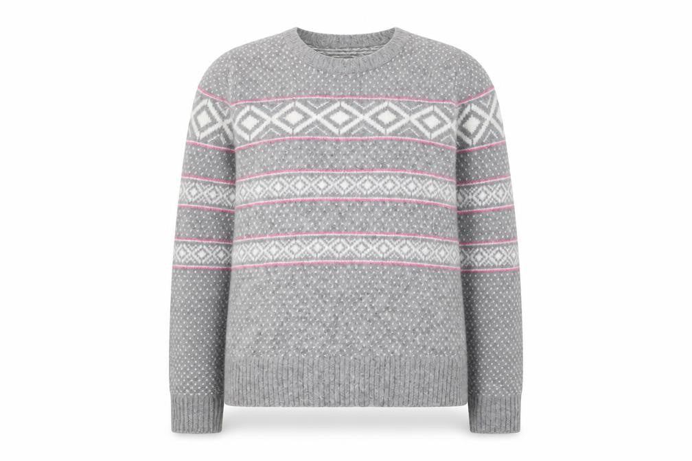 Ronit Zilkha Womens Grey Round Neck Geometric Nylon Pullover Jumper Size L