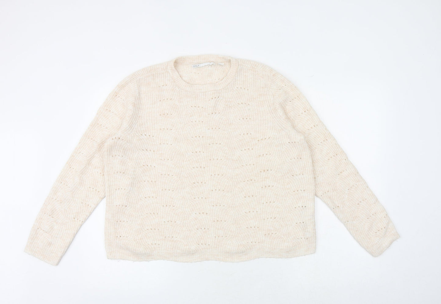 Only Womens Pink Round Neck Acrylic Pullover Jumper Size XL