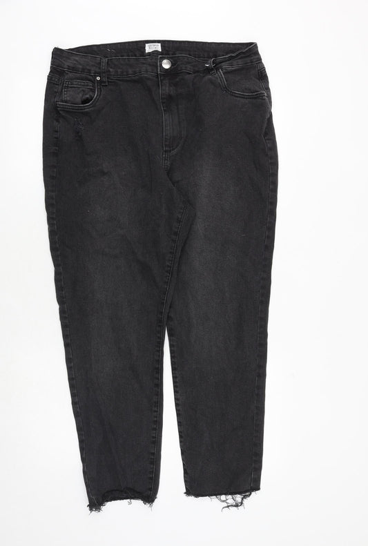 Preloved Cotton On Womens Black Cotton Straight Jeans Size 36 in Regular Zip - Front