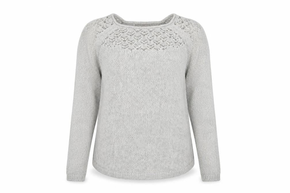 ELLE Womens Grey Round Neck Cotton Pullover Jumper Size M