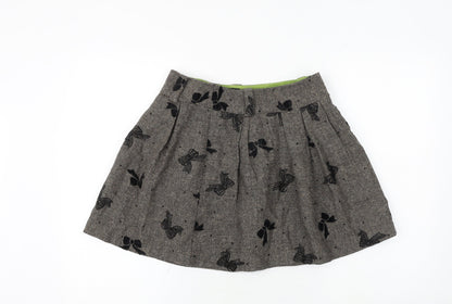Next Womens Brown Geometric Polyester Flare Skirt Size 28 in Zip - Bow Pattern