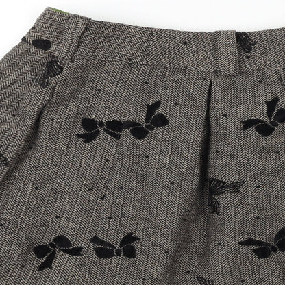 Next Womens Brown Geometric Polyester Flare Skirt Size 28 in Zip - Bow Pattern
