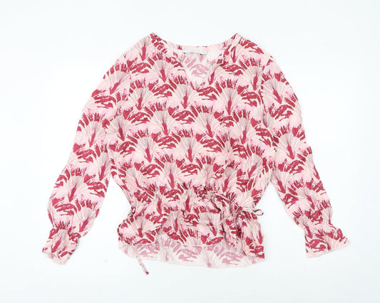 Coster Copenhogen Womens Pink Geometric Viscose Basic Blouse Size 6 V-Neck