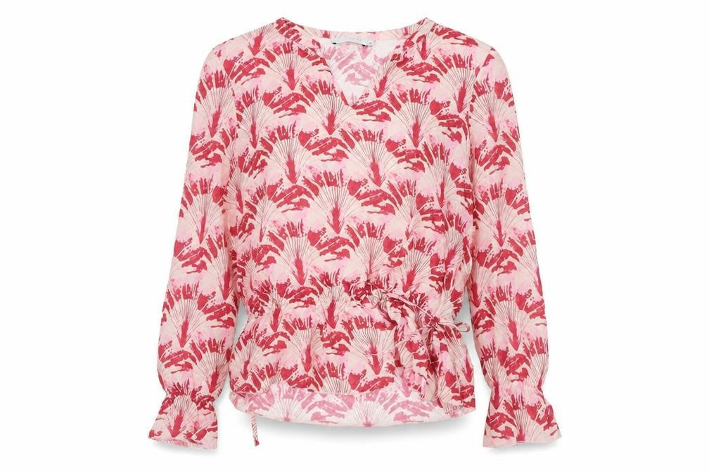Coster Copenhogen Womens Pink Geometric Viscose Basic Blouse Size 6 V-Neck