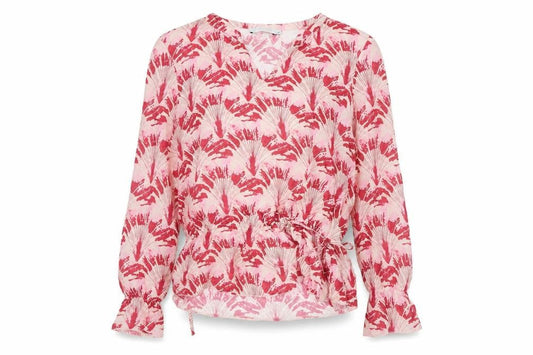 Coster Copenhogen Womens Pink Geometric Viscose Basic Blouse Size 6 V-Neck