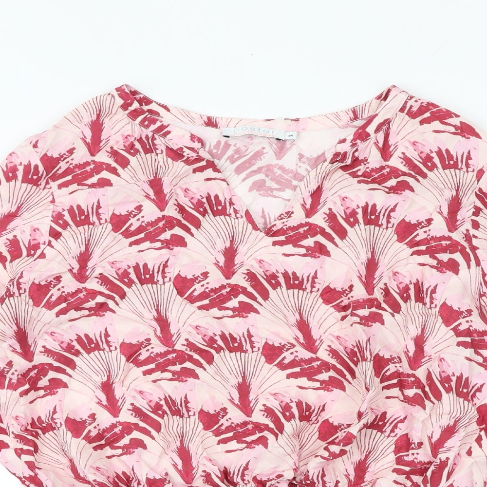 Coster Copenhogen Womens Pink Geometric Viscose Basic Blouse Size 6 V-Neck