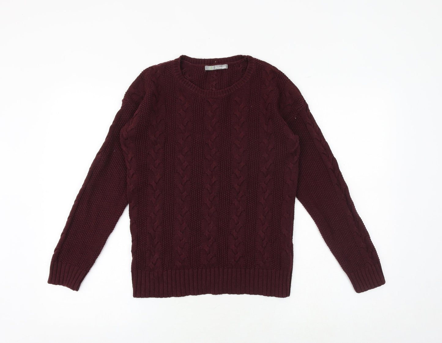 Marks and Spencer Womens Purple Round Neck Cotton Pullover Jumper Size 8