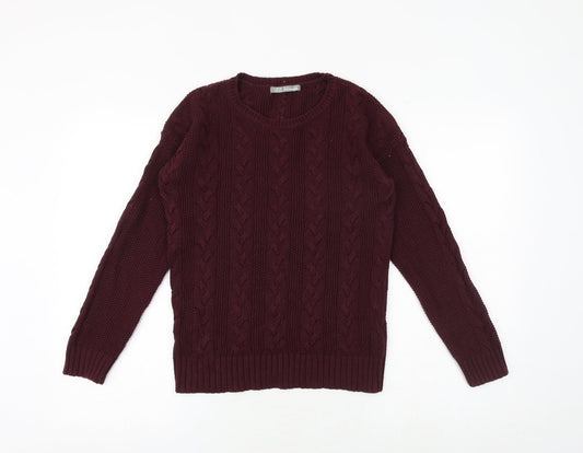 Marks and Spencer Womens Purple Round Neck Cotton Pullover Jumper Size 8