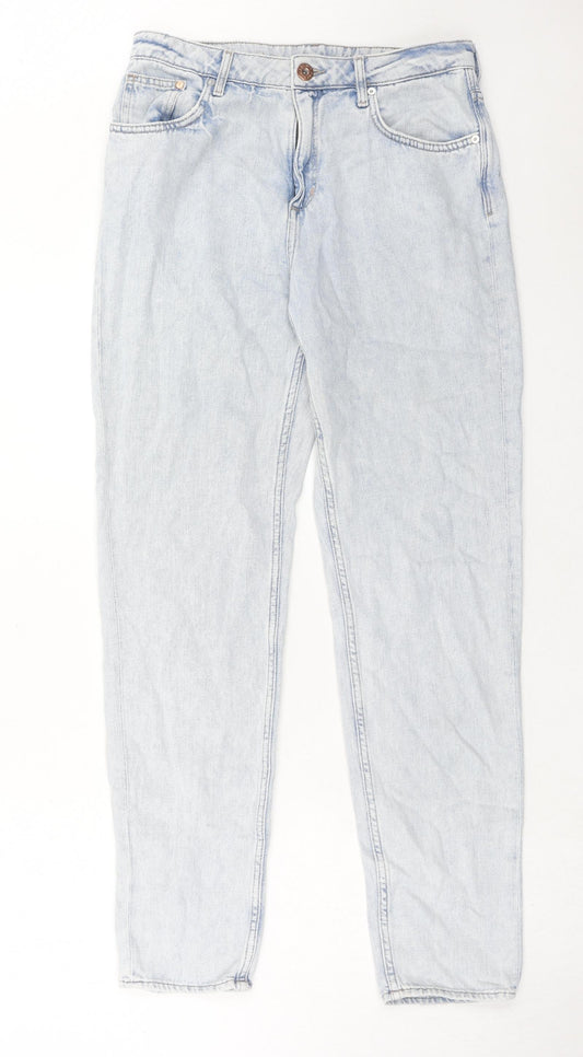 H&M Womens Blue Cotton Mom Jeans Size 29 in L30 in Regular Zip