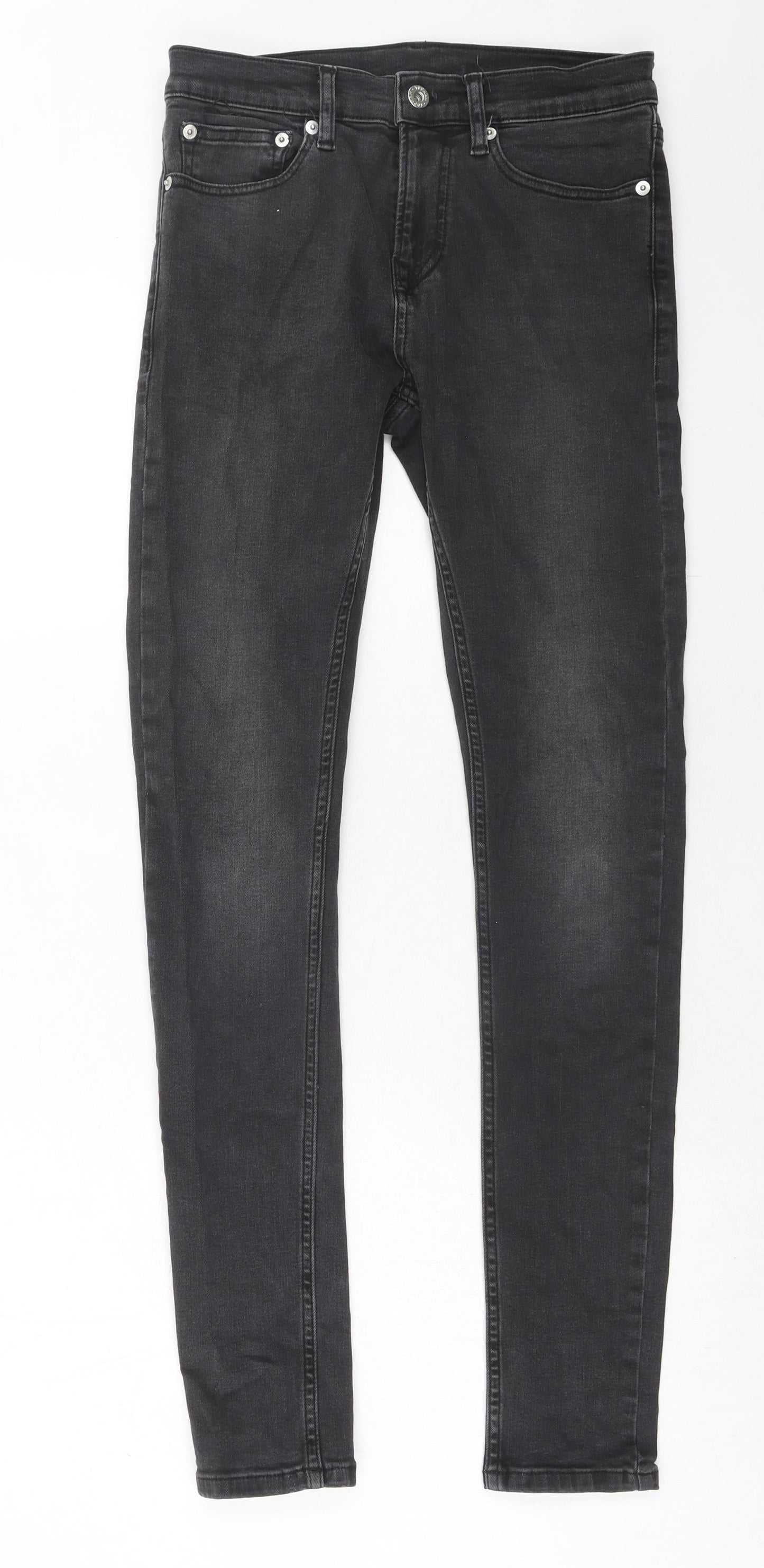 Topman Mens Black Cotton Skinny Jeans Size 30 in Regular Zip