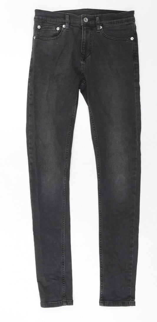 Topman Mens Black Cotton Skinny Jeans Size 30 in Regular Zip