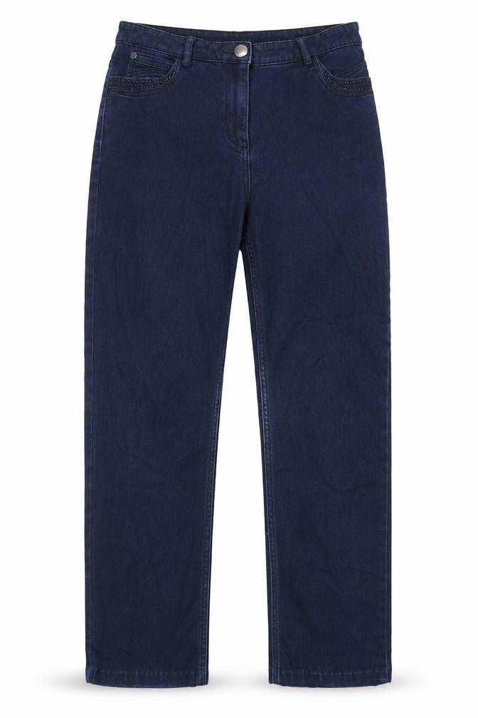 Marks & Spencer Womens Blue Cotton Straight Jeans Size 32 in Regular Zip
