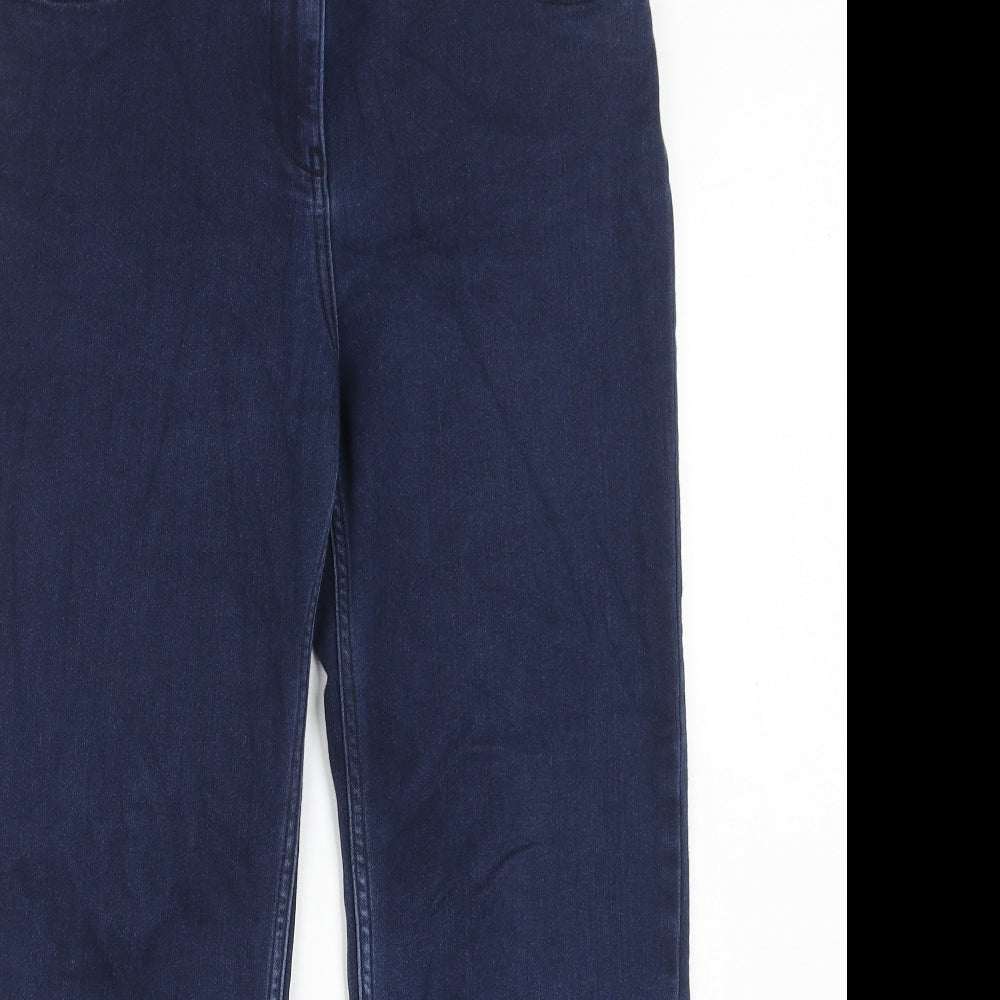 Marks and Spencer Womens Blue Cotton Straight Jeans Size 32 in Regular Zip