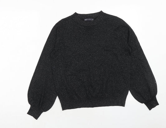 Marks and Spencer Womens Black Round Neck Polyester Pullover Jumper Size S
