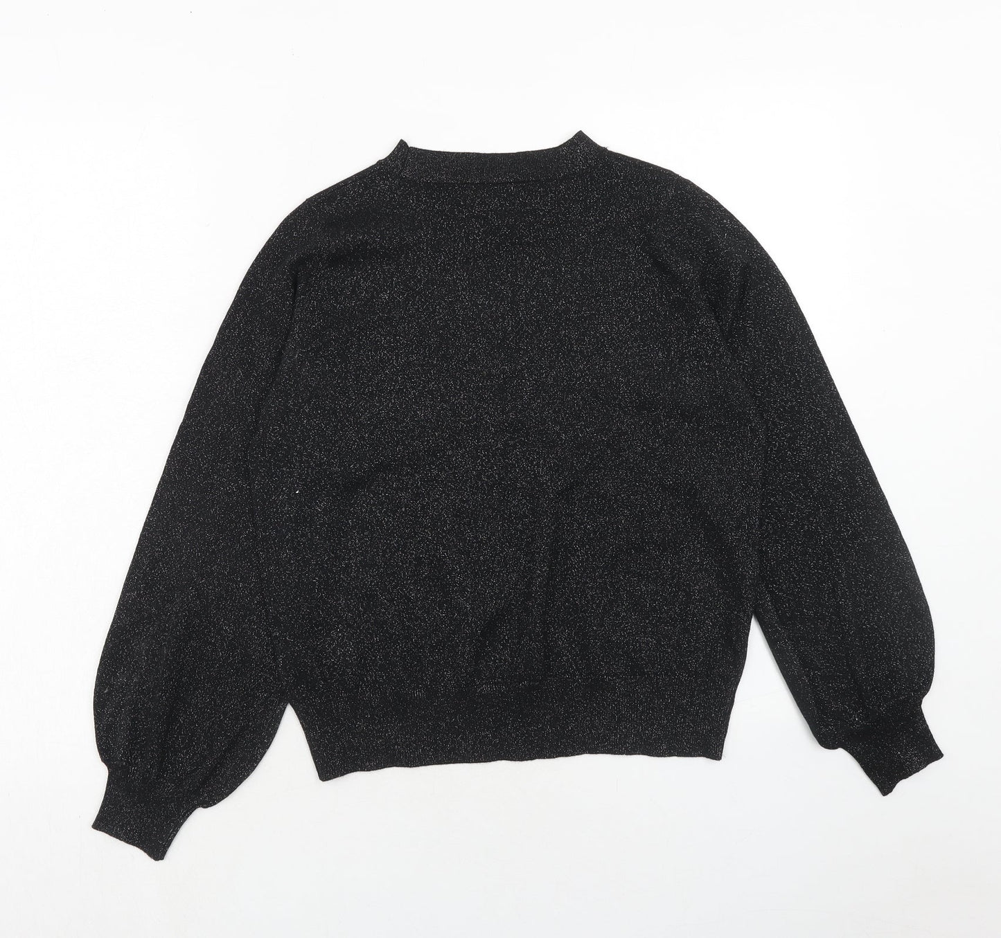 Marks and Spencer Womens Black Round Neck Polyester Pullover Jumper Size S