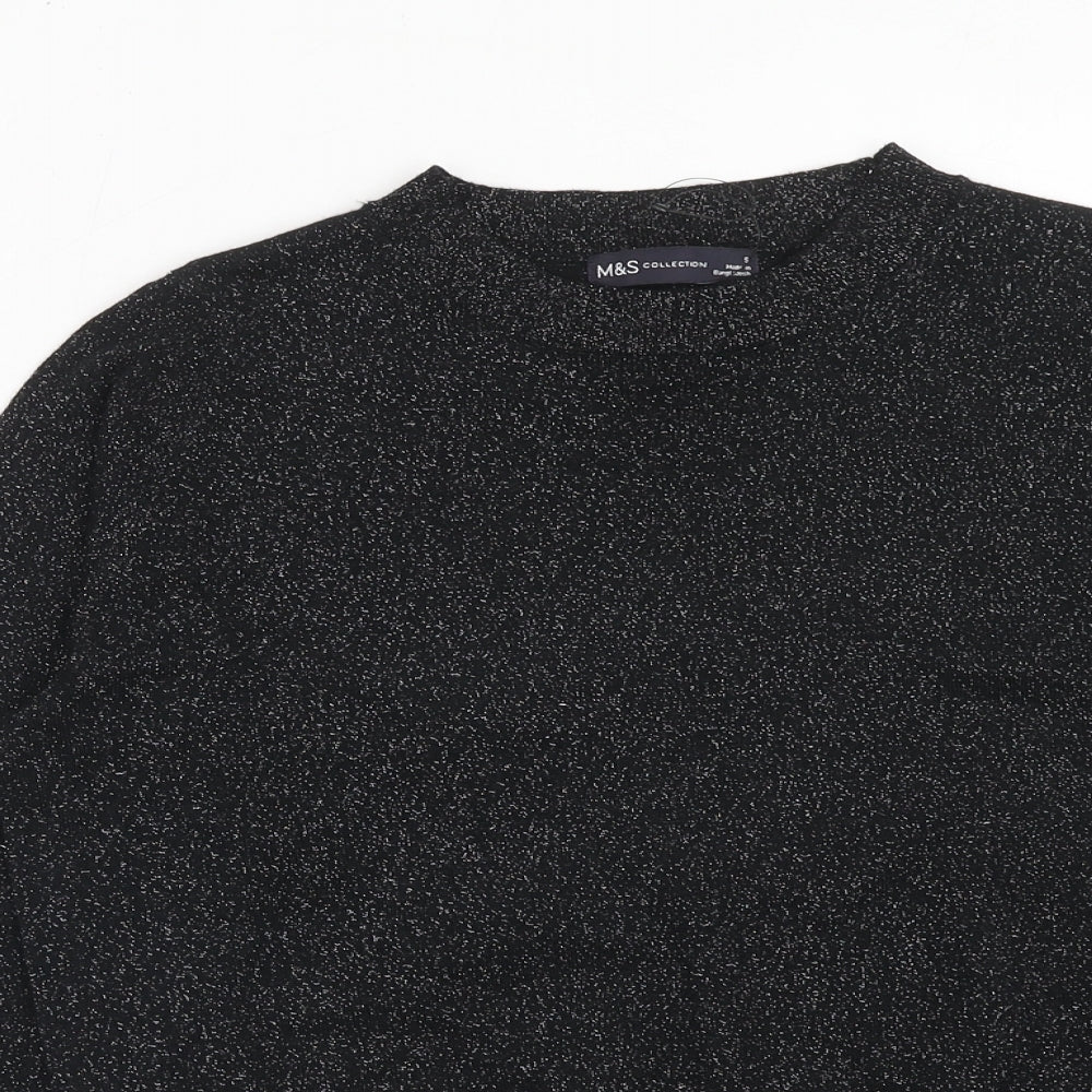 Marks and Spencer Womens Black Round Neck Polyester Pullover Jumper Size S