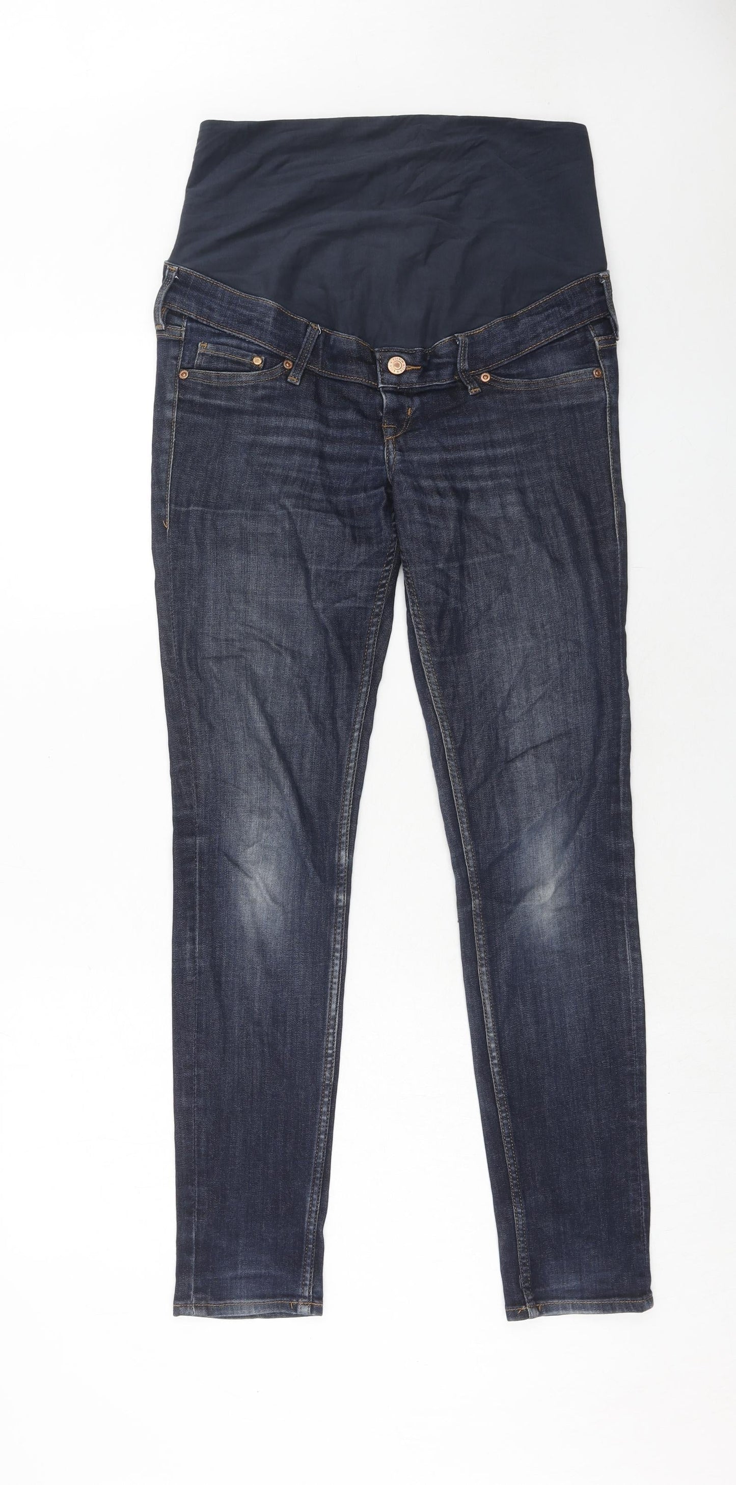 H&M Womens Blue Cotton Skinny Jeans Size 10 Regular Buckle