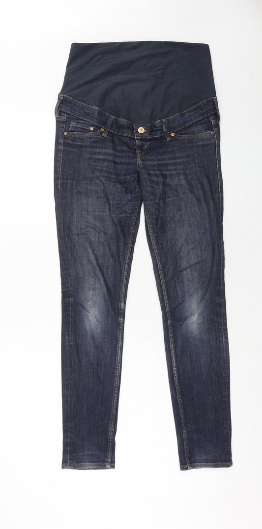 H&M Womens Blue Cotton Skinny Jeans Size 10 Regular Buckle