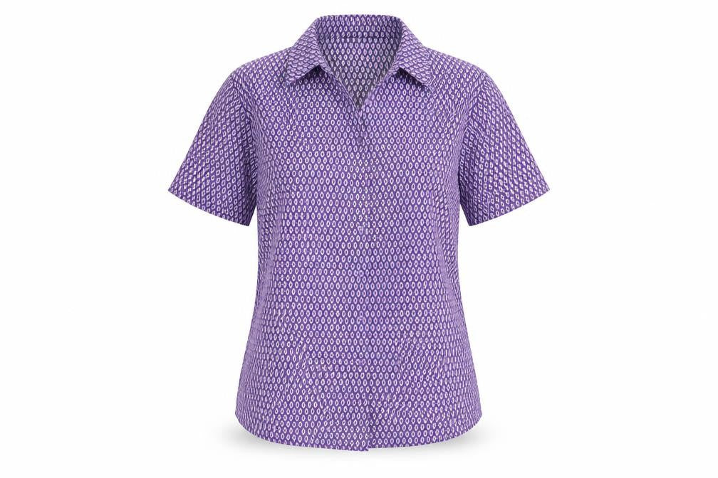 Vortex Womens Purple Geometric Polyester Basic Button-Up Size 6 Collared
