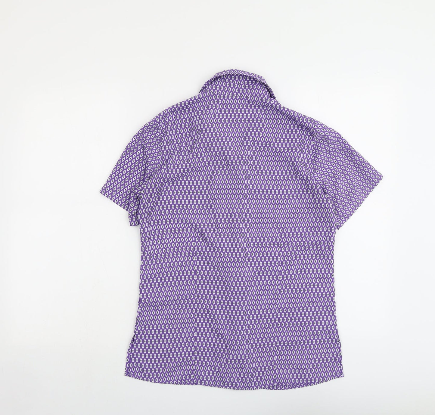 Vortex Womens Purple Geometric Polyester Basic Button-Up Size 6 Collared