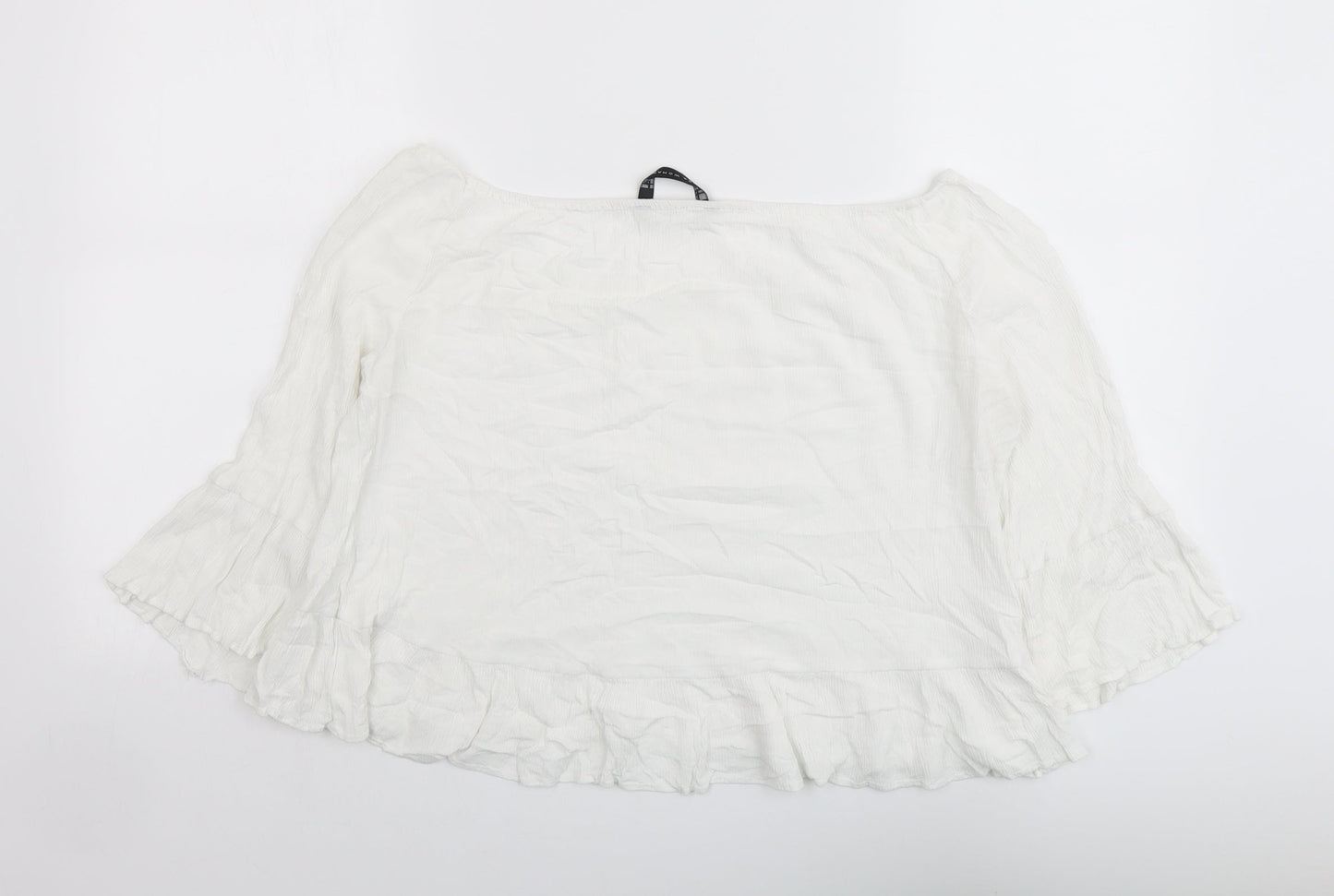 Zara Womens White Polyester Basic Blouse Size L Boat Neck