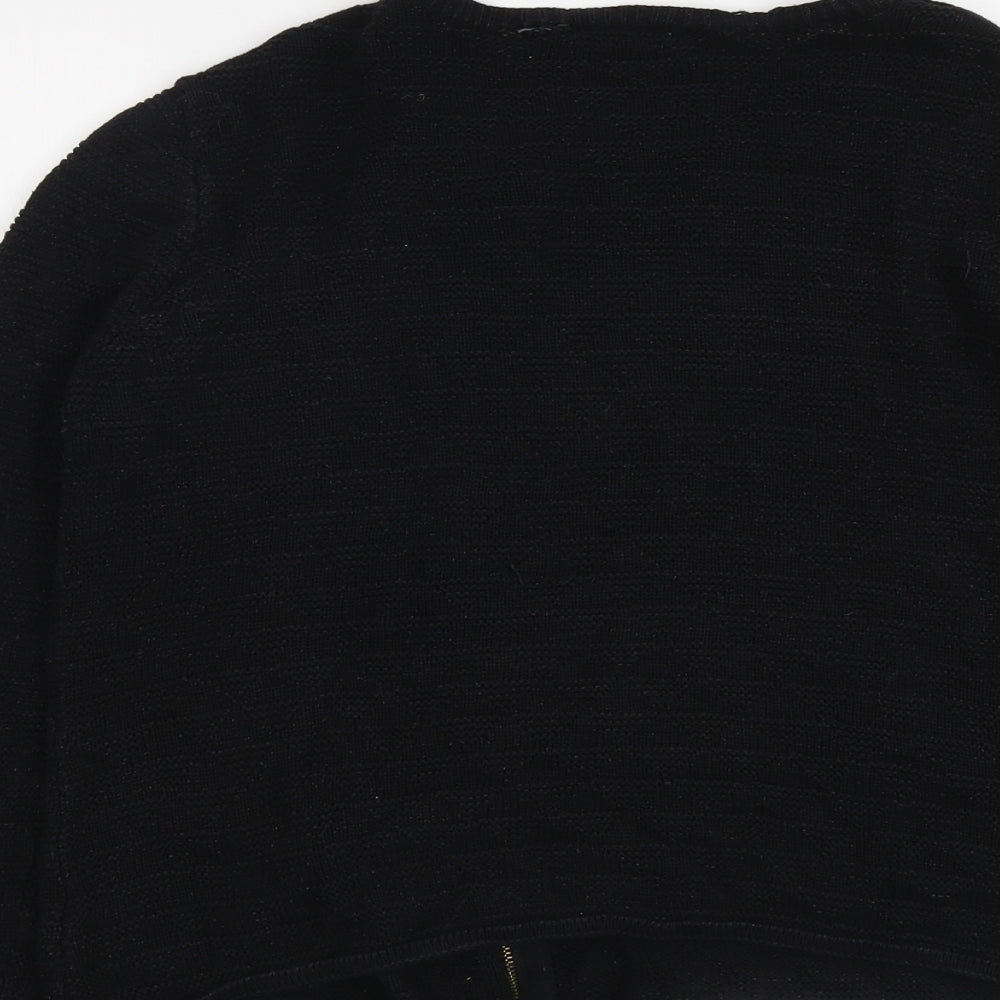 La Redoute Womens Black Round Neck Acrylic Full Zip Jumper Size 18