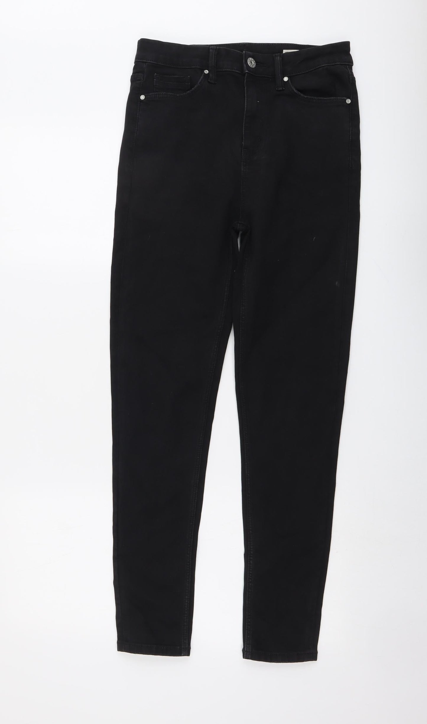 Marks and Spencer Womens Black Cotton Skinny Jeans Size 10 L28 in Regular Button