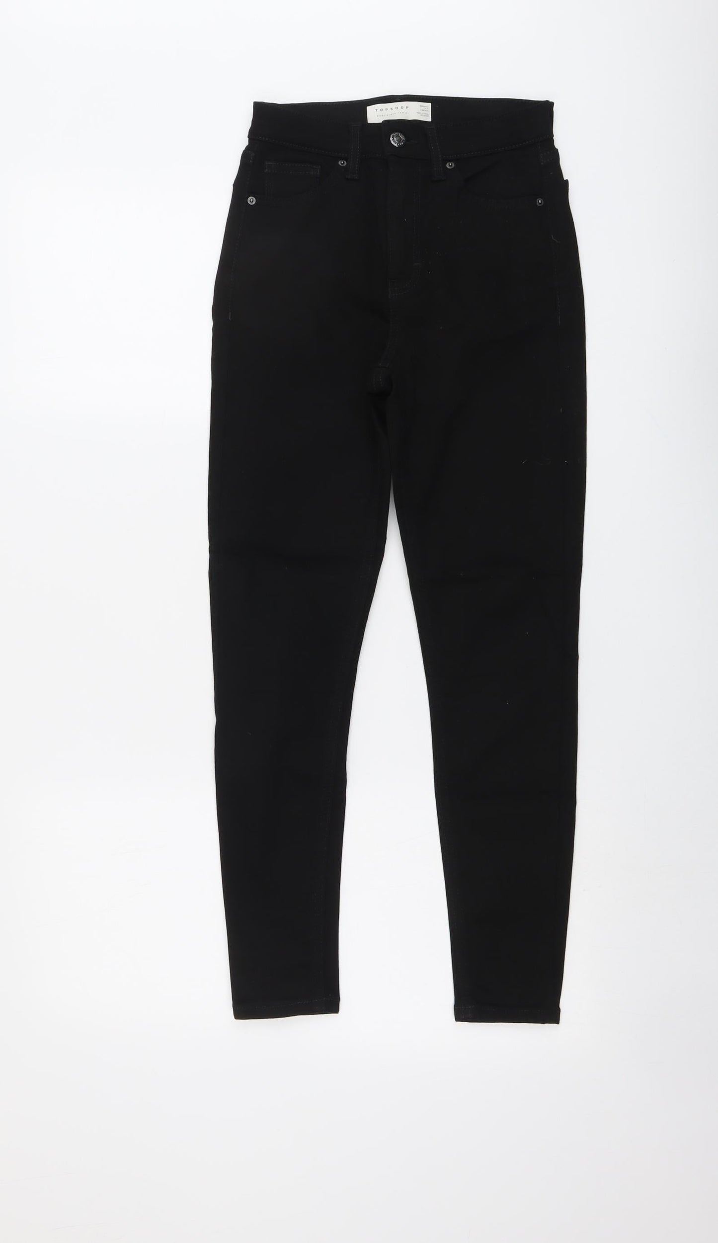 Topshop Womens Black Cotton Skinny Jeans Size 25 in L26 in Regular Button