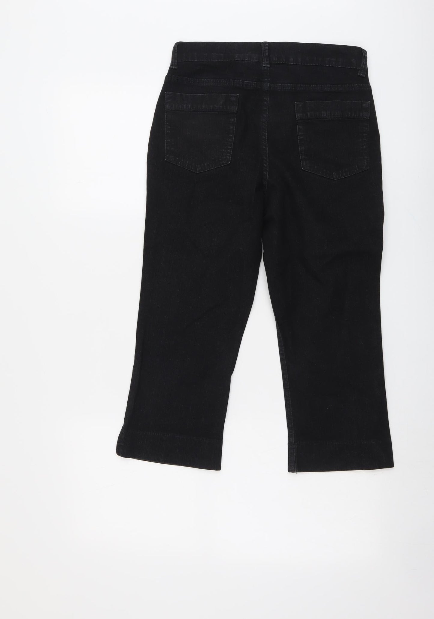 Marks and Spencer Womens Black Cotton Straight Jeans Size 10 L20 in Regular Button