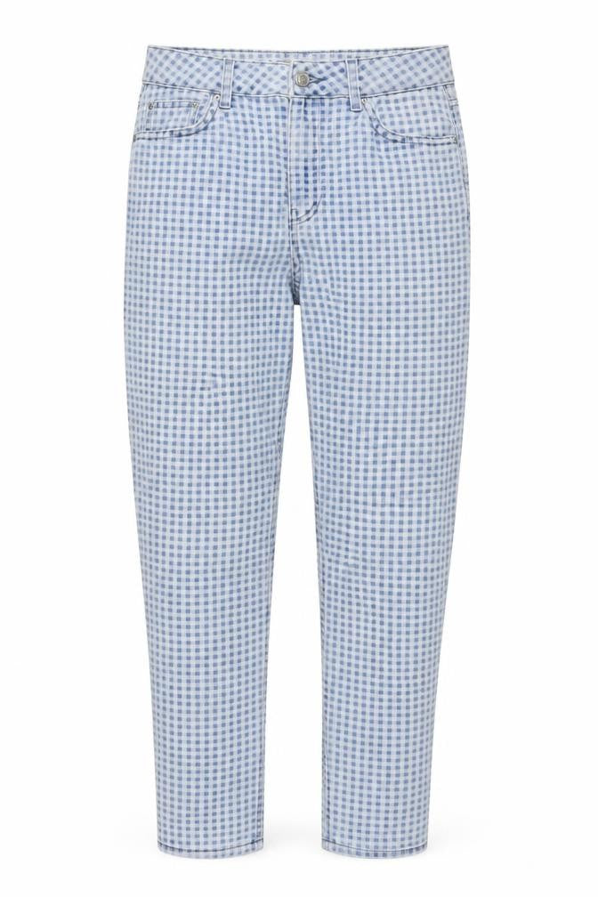 Topshop Womens Blue Geometric Cotton Straight Jeans Size 28 in L26 in Regular Button
