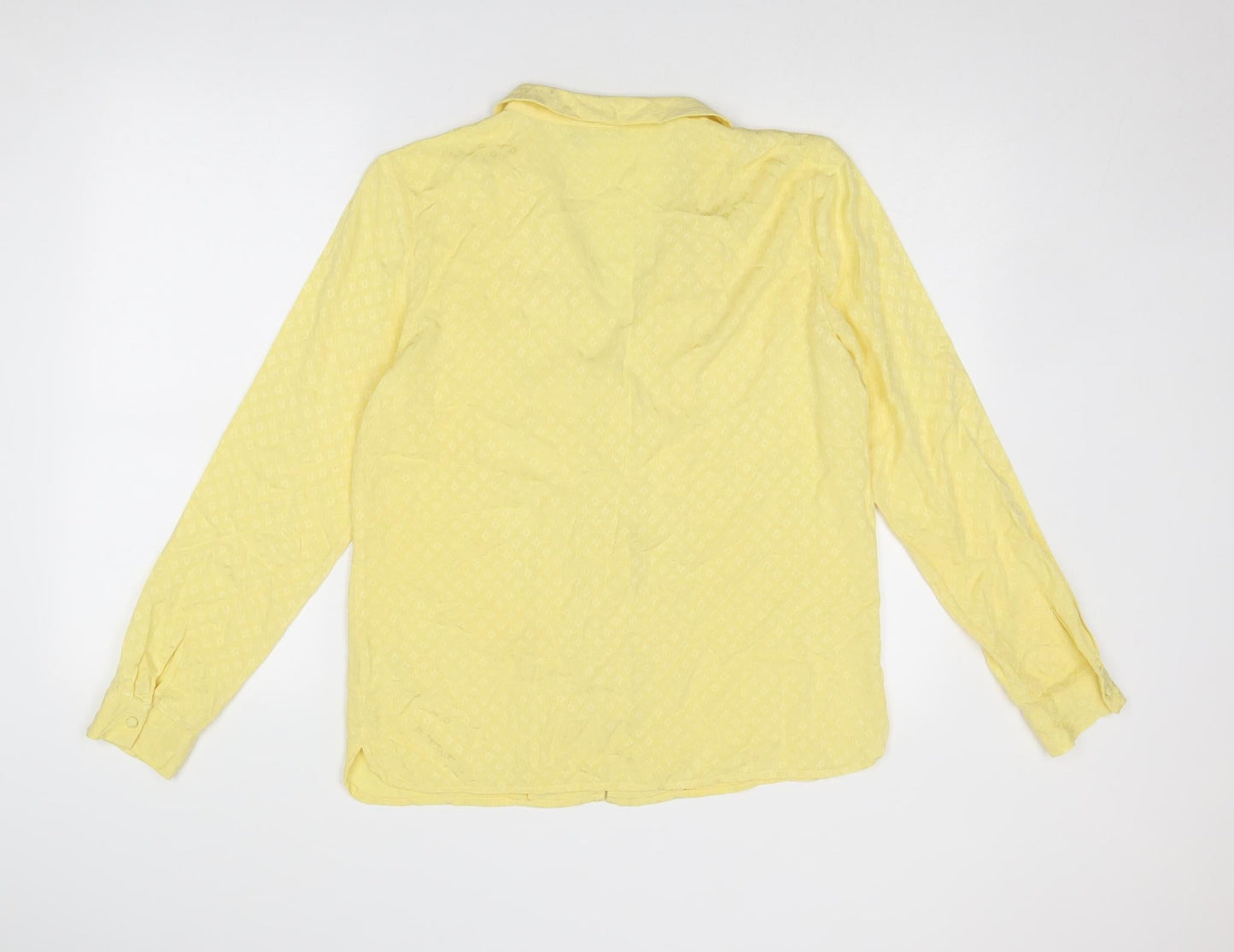 ICHI Womens Yellow Geometric Viscose Basic Button-Up Size S Collared