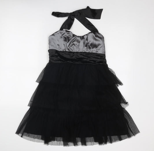 Cruise Womens Black Polyester Fit & Flare Size 8 Halter Zip