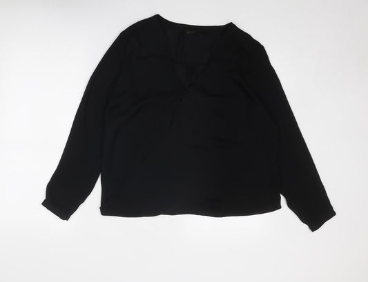 Zara Womens Black Polyester Basic Blouse Size M V-Neck