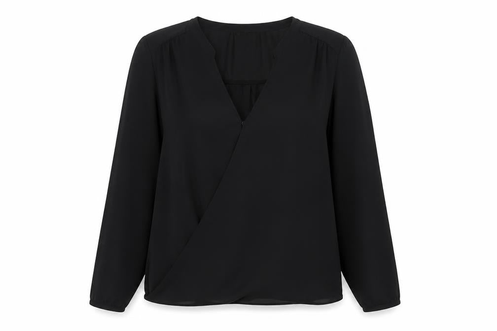 Zara Womens Black Polyester Basic Blouse Size M V-Neck