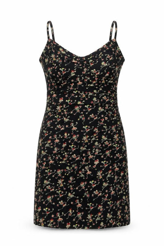 New Look Womens Black Geometric Cotton Tank Dress Size 10 Sweetheart Zip