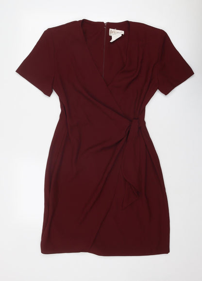 Preloved Braemar Womens Red Polyester Shift Size 8 V-Neck Zip - Front