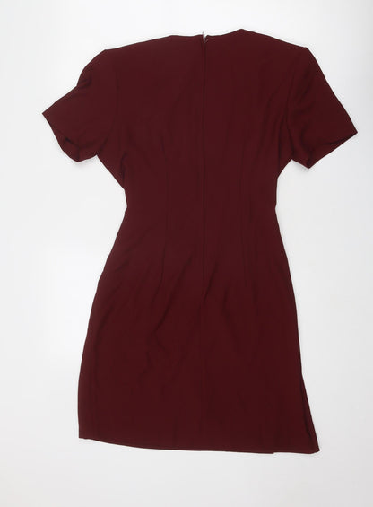 Preloved Braemar Womens Red Polyester Shift Size 8 V-Neck Zip - Back