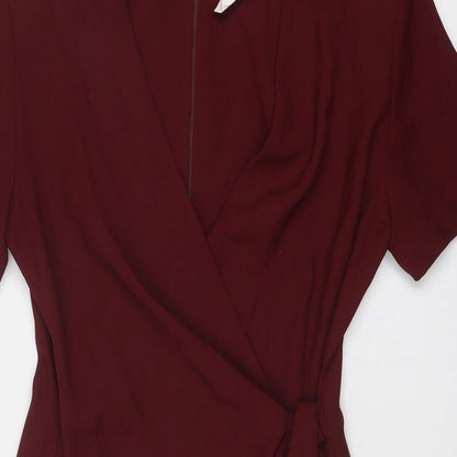 Preloved Braemar Womens Red Polyester Shift Size 8 V-Neck Zip - Detail