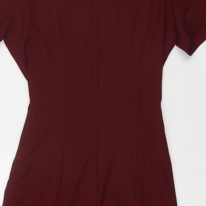 Preloved Braemar Womens Red Polyester Shift Size 8 V-Neck Zip - Label