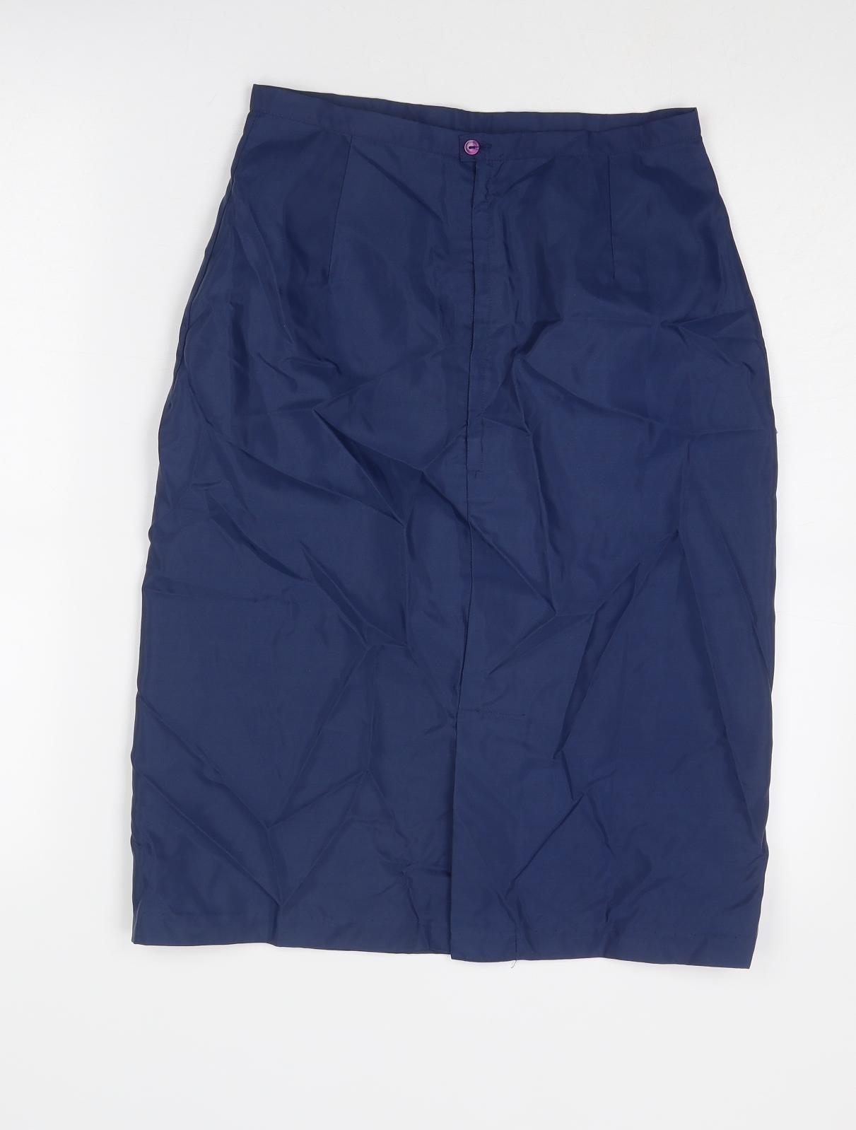 St Michael Womens Blue Nylon A-Line Skirt Size 26 in Zip