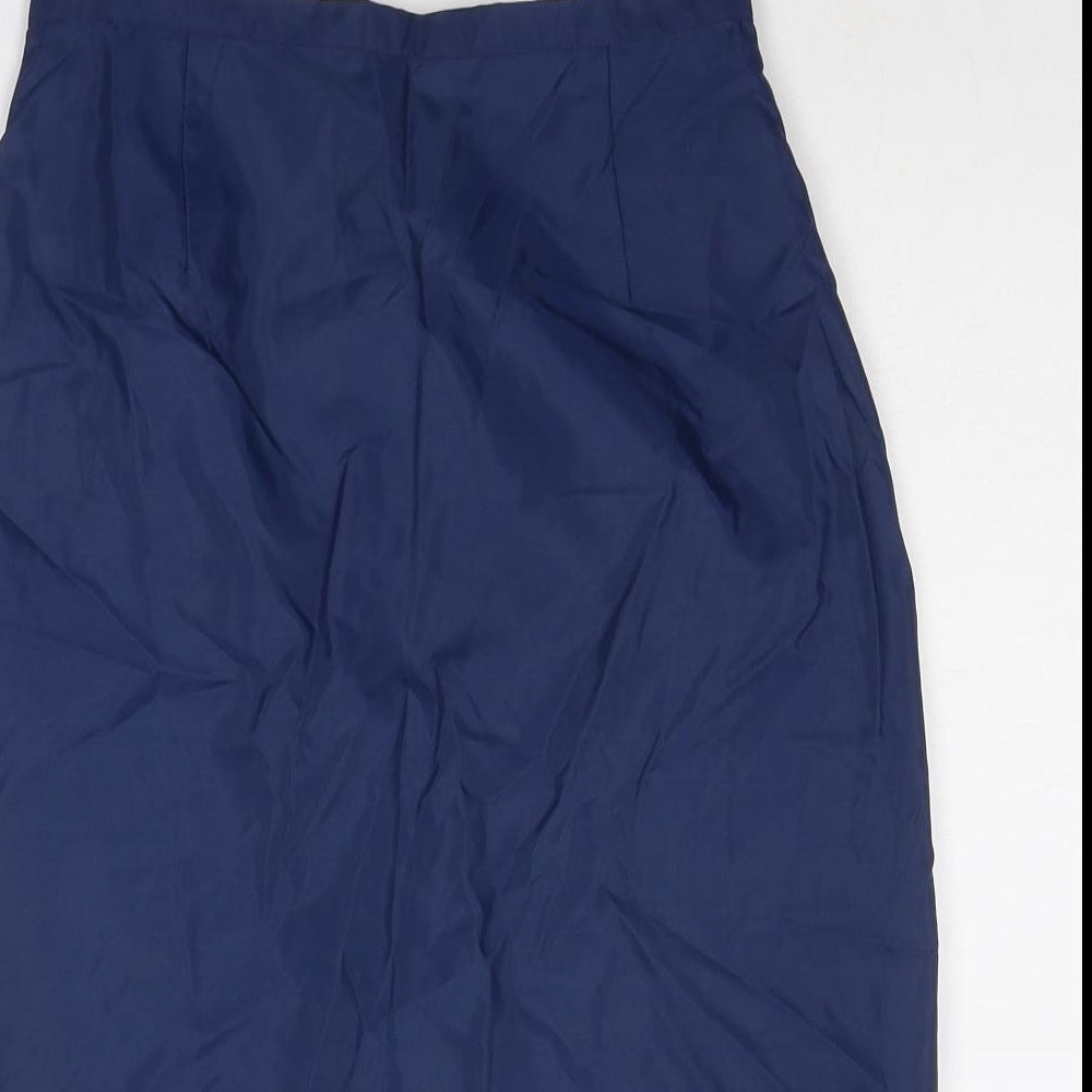 St Michael Womens Blue Nylon A-Line Skirt Size 26 in Zip